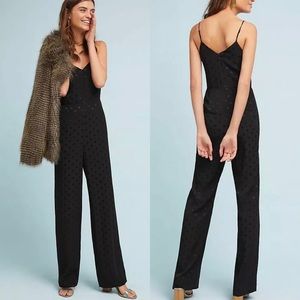 ANTHROPOLOGIE The Essential Black Polka Dot Jumpsuit Size 8